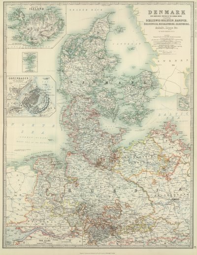 Denmark with Northwest Portion of the German Empire by Alexander Keith Johnston